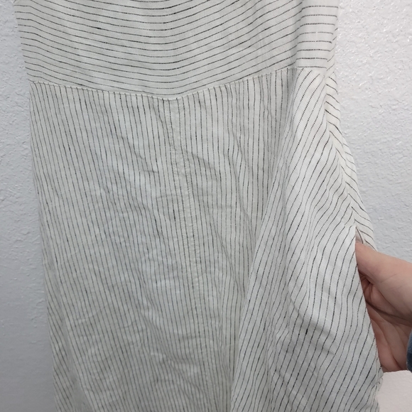 Madewell Striped Empire-Waist Midi Dress in 100% Linen NV470 Size M - Picture 8 of 10